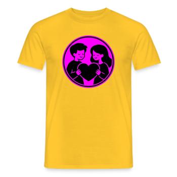 Couple Heart Relationship - Men's T-Shirt - yellow - Front - AI Model Male 178 dark (178cm)