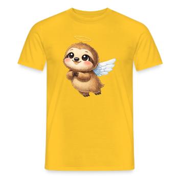 Cute Sloth Angel Cartoon Wings Friendly - Men's T-Shirt - yellow - Front - AI Model Male 178 dark (178cm)