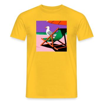 Bunter Strandstuhl und Möwe - Männer T-Shirt - Gelb - Vorne - AI Model Male 178 dark (178cm)