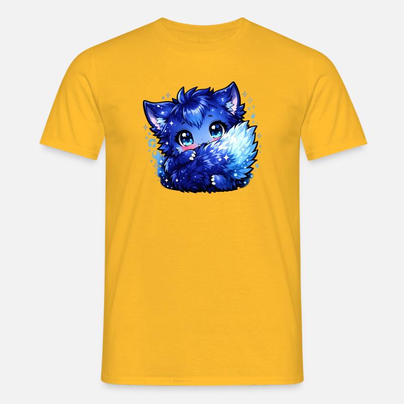Blauer Eisfuchs Chibi-Design - Männer T-Shirt - Gelb