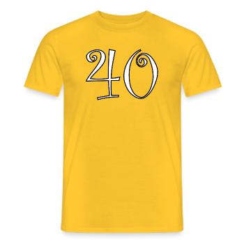 40. 40 YEARS. 40th ANNIVERSARY. 40 YEARS ANNIVERSARY. - Men's T-Shirt - yellow - Front - AI Model Male 178 dark (178cm)