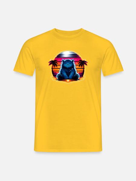 Kuschelkätzchen im Neon-Kosmos - Männer T-Shirt - Gelb