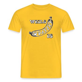 Weils Wuascht is - Men's T-Shirt - yellow - Front - AI Model Male 178 dark (178cm)