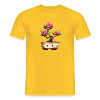 Kawaii Bonsai Blossom Friend - Men's T-Shirt - yellow - Front - AI Model Male 178 dark (178cm)