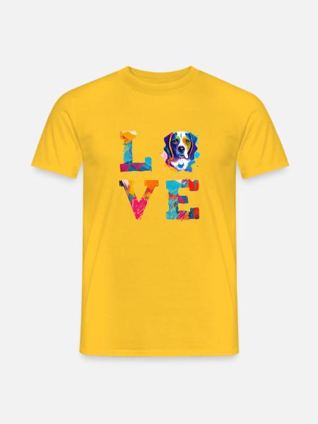 Beagle Love buntes Pop-Art-Hundedesign - Männer T-Shirt - Gelb