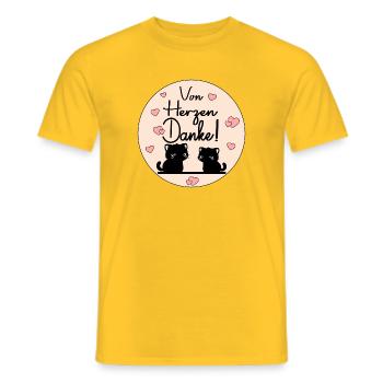 Valentinstag Katze - Von Herzen Danke - Männer T-Shirt - Gelb - Vorne - AI Model Male 178 dark (178cm)