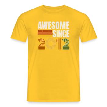 Awesome Since 2012 Retro Vintage Birthday - Men's T-Shirt - yellow - Front - AI Model Male 178 dark (178cm)