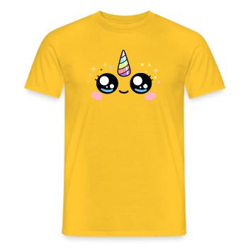 Unicorn Eyes Kawaii – Cute Magical Eyes - Men's T-Shirt - yellow - Front - AI Model Male 178 dark (178cm)