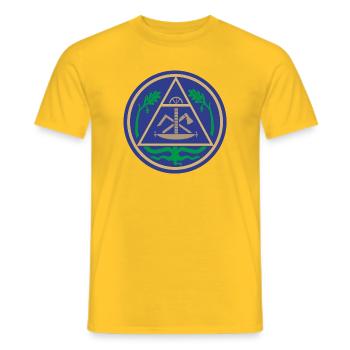 51195_Zimmerer Geometric Triangle Emblem - Men's T-Shirt - yellow - Front - AI Model Male 178 dark (178cm)