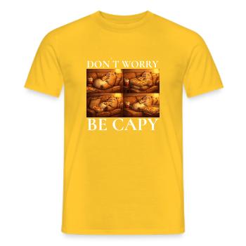 Ne vous inquiétez pas, motif pizza capybara - T-shirt homme - jaune - Devant - AI Model Male 178 dark (178cm)