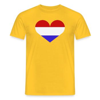 Netherlands heart flag - Men's T-Shirt - yellow - Front - AI Model Male 178 dark (178cm)