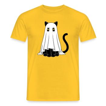 Ghost Cat Veil Ghost - Men's T-Shirt - yellow - Front - AI Model Male 178 dark (178cm)