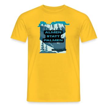 Pâturages alpins au lieu de palmiers – paysage montagneux - T-shirt homme - jaune - Devant - AI Model Male 178 dark (178cm)