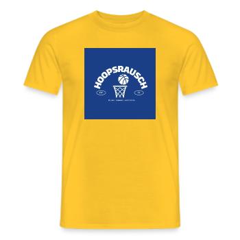 Hoopsrausch Basketball Emblem - Men's T-Shirt - yellow - Front - AI Model Male 178 dark (178cm)
