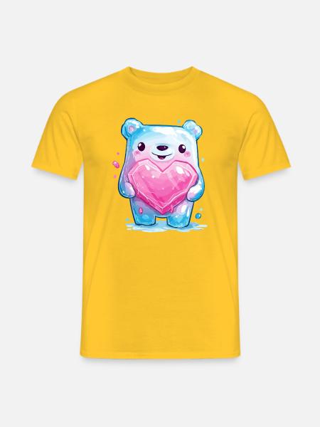 Cuddly bear with heart crystal - Men's T-Shirt - yellow
