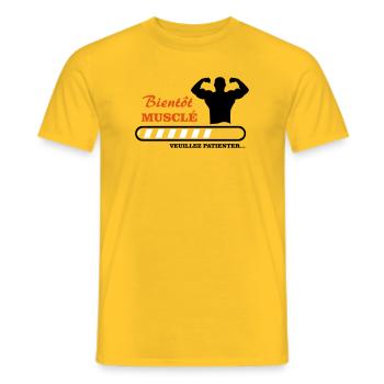 bald muskulös - Männer T-Shirt - Gelb - Vorne - AI Model Male 178 dark (178cm)