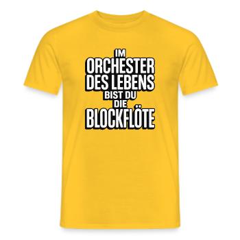 Orchestra of Life Recorder Design - Men's T-Shirt - yellow - Front - AI Model Male 178 dark (178cm)