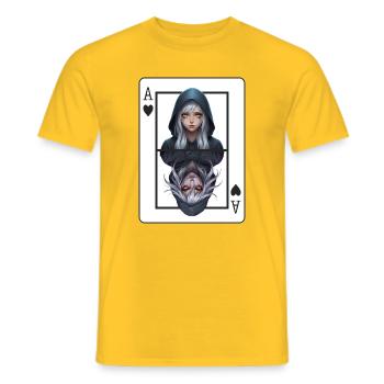 Double Shadow: Ace Portrait - Men's T-Shirt - yellow - Front - AI Model Male 178 dark (178cm)