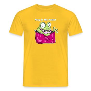 Frog in the Pocket - Funny Pocket Frog Design - Männer T-Shirt - Gelb - Vorne - AI Model Male 178 dark (178cm)