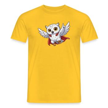 Cool Owl Motivational Sayings Hero Snowy Owl - Men's T-Shirt - yellow - Front - AI Model Male 178 dark (178cm)