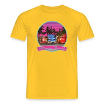 80s Retro Miami Beach Vaporwave - Men's T-Shirt - yellow - Front - AI Model Male 178 dark (178cm)