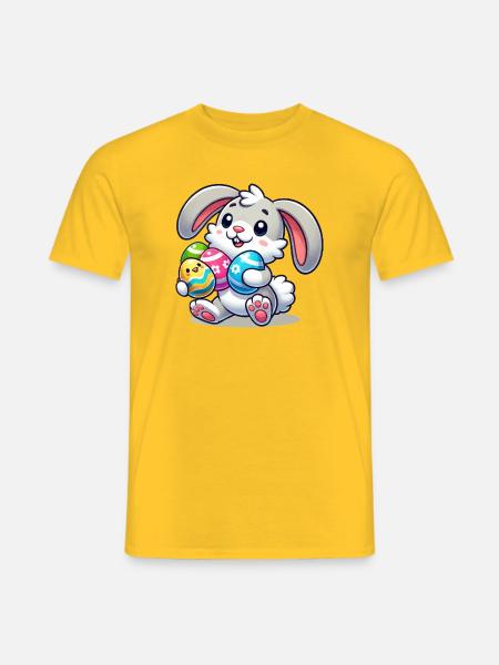 Osterhase mit bunten Eiern - Männer T-Shirt - Gelb