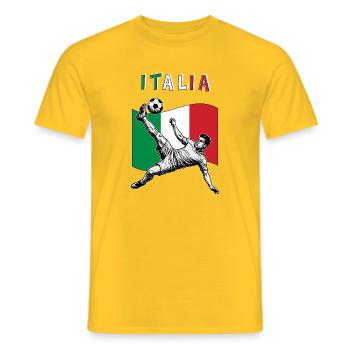 Fußball Italien Calcio Flagge Fallrückzieher - Männer T-Shirt - Gelb - Vorne - AI Model Male 178 dark (178cm)