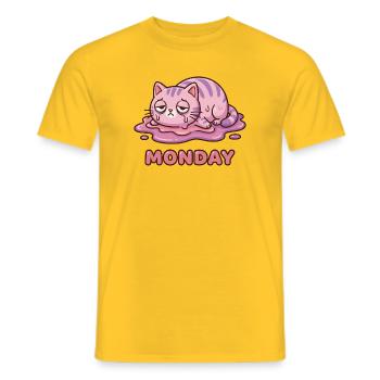 I Hate Mondays - Cute Exhausted Kitty - Men's T-Shirt - yellow - Front - AI Model Male 178 dark (178cm)