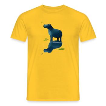 Nilpferd und Libelle - Männer T-Shirt - Gelb - Vorne - AI Model Male 178 dark (178cm)