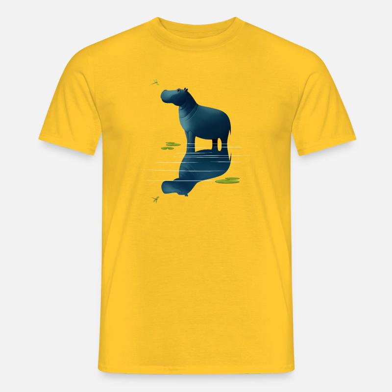 Nilpferd und Libelle - Männer T-Shirt - Gelb