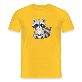 Kleiner Waschbär mit großen Augen - Männer T-Shirt - Gelb - Vorne - AI Model Male 178 dark (178cm)