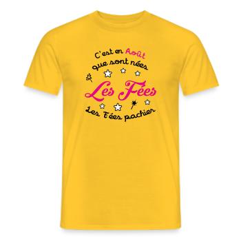 August-Geburtstag – Die Feen scheißen nicht! - Männer T-Shirt - Gelb - Vorne - AI Model Male 178 dark (178cm)