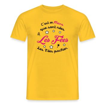März Geburtstag – Die Feen machen keinen Scheiß! - Männer T-Shirt - Gelb - Vorne - AI Model Male 178 dark (178cm)