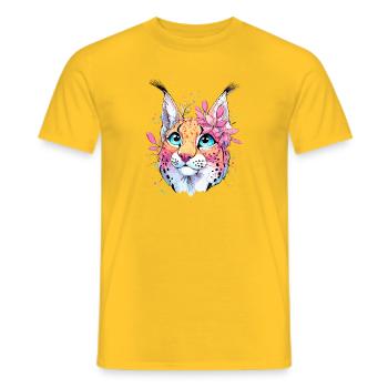 Cat portrait with floral accent - Men's T-Shirt - yellow - Front - AI Model Male 178 dark (178cm)