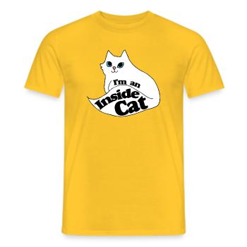Inside Cat Cartoon Slogan Tee - Männer T-Shirt - Gelb - Vorne - AI Model Male 178 dark (178cm)