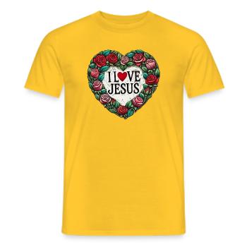 I Love Jesus Floral Heart - Männer T-Shirt - Gelb - Vorne - AI Model Male 178 dark (178cm)