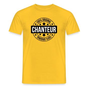 Chanteur – musique scène passion voix performance  - T-shirt homme - jaune - Devant - AI Model Male 178 dark (178cm)