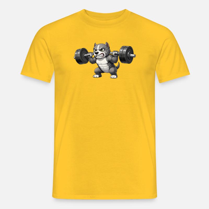 Pitbull Gewichtheber Bodybuilder Powerlifting Gym - Männer T-Shirt - Gelb