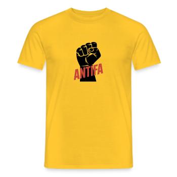 Antifa - Antifascist Merch - Men's T-Shirt - yellow - Front - AI Model Male 178 dark (178cm)