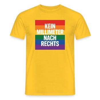 Kein Millimeter nach Rechts - Antifa Tee - Männer T-Shirt - Gelb - Vorne - AI Model Male 178 dark (178cm)