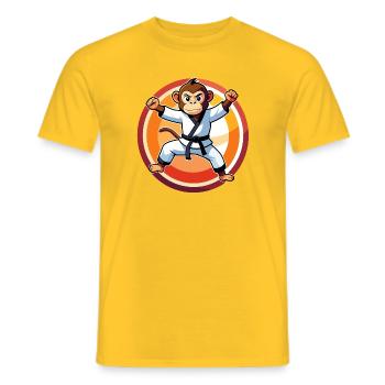 Affe im Karateanzug Karate Training Kinder Motiv - Männer T-Shirt - Gelb - Vorne - AI Model Male 178 dark (178cm)