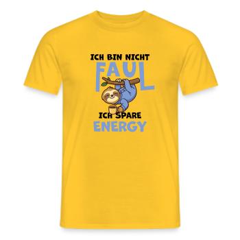 Paresseux Paresseux Paresseux - J’économise de l’énergie - T-shirt homme - jaune - Devant - AI Model Male 178 dark (178cm)