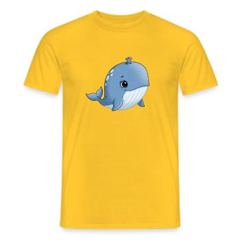 Baleine de dessins animés bleus avec le sourire - T-shirt homme - jaune - Devant - AI Model Male 178 dark (178cm)