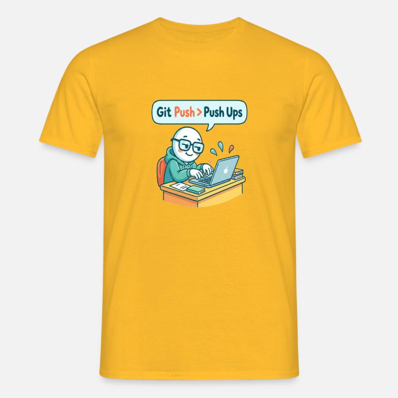 Git Push > Push Ups - Men's T-Shirt - yellow