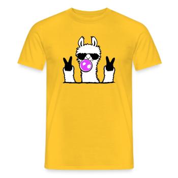 Lunettes de soleil chewing-gum lama Signe de paix Cool mignon - T-shirt homme - jaune - Devant - AI Model Male 178 dark (178cm)