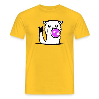 Lunettes de soleil chewing-gum lama Paix Victoire Main Cool - T-shirt homme - jaune - Devant - AI Model Male 178 dark (178cm)
