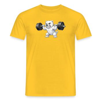 Cute Bear Polar Bear Fitness Weightlifting Workout - Men's T-Shirt - yellow - Front - AI Model Male 178 dark (178cm)