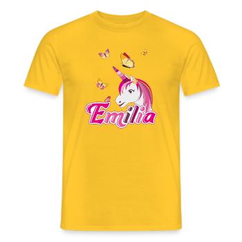 Emilia, maiden name, favorite name - Men's T-Shirt - yellow - Front - AI Model Male 178 dark (178cm)