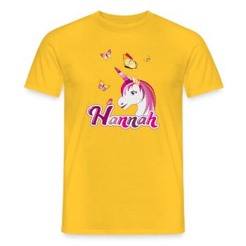 Hannah, nom de jeune fille, prénom préféré - T-shirt homme - jaune - Devant - AI Model Male 178 dark (178cm)