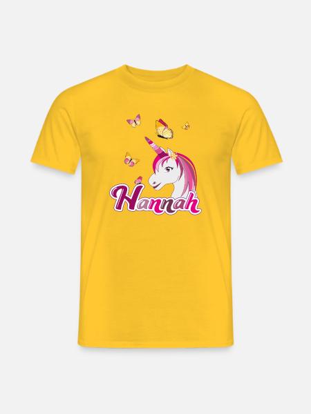 Hannah , Mädchenname, Lieblingsname - Männer T-Shirt - Gelb